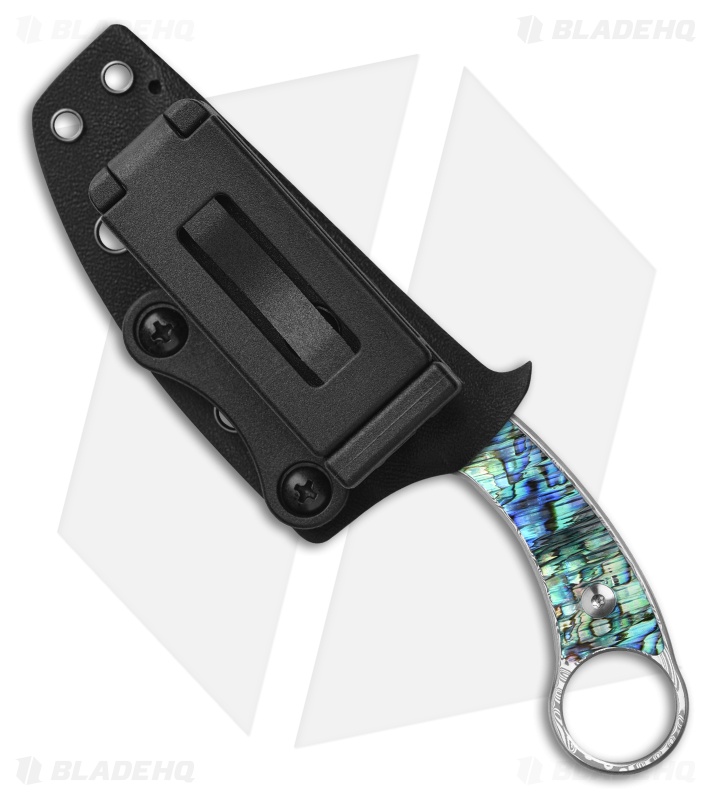 QSP Baby Viper Fixed Blade Knife Abalone (2.8" Laminated Damascus)