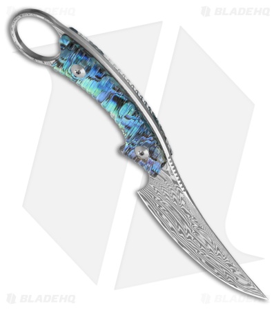 QSP Baby Viper Fixed Blade Knife Abalone (2.8" Laminated Damascus)