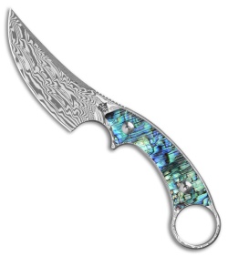 QSP Baby Viper Fixed Blade Knife Abalone (2.8" Laminated Damascus)