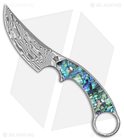 QSP Baby Viper Fixed Blade Knife Abalone (2.8" Laminated Damascus)