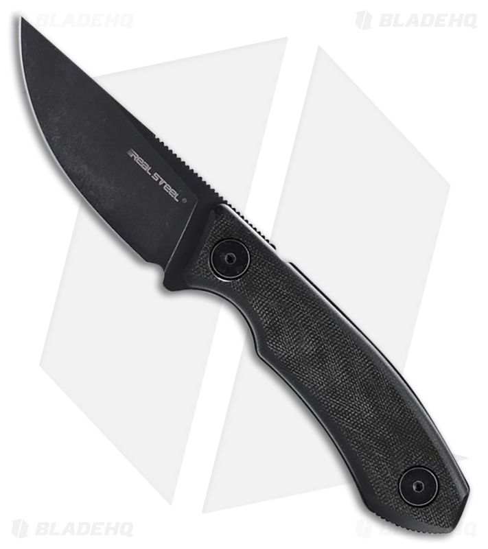 Real Steel Receptor Fixed Blade Knife Black Micarta (3.2" Black SW)