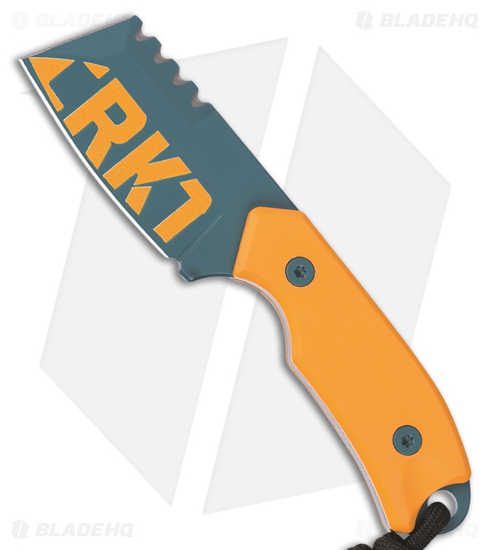 CRKT Razel Compact Fixed Blade Knife Yellow G-10 (3" Blue Ceramic Top Serr D2)