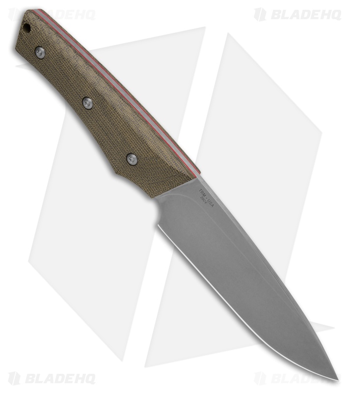 TRM Red Line Fixed Blade OD Green Micarta