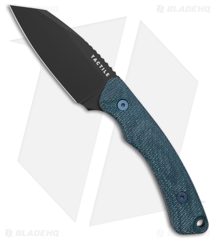 Tactile Knife Co. Redhawk Fixed Blade Knife Blue Micarta (3" Black) Leather 