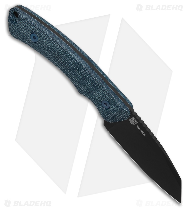 Tactile Knife Co. Redhawk Fixed Blade Knife Blue Micarta (3" Black) Leather 