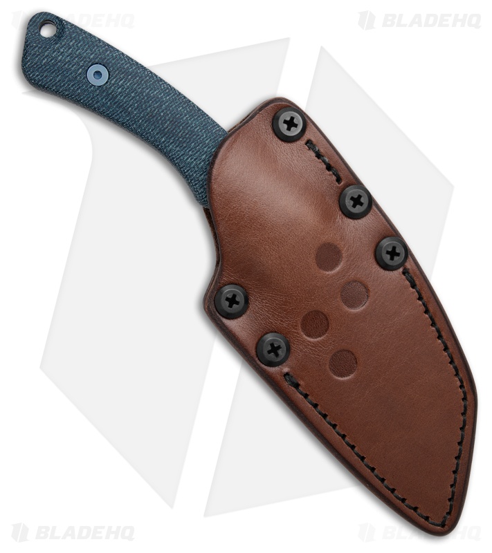 Tactile Knife Co. Redhawk Fixed Blade Knife Blue Micarta (3" Black) Leather 