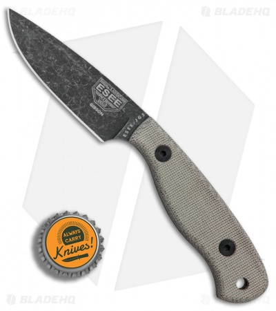 ESEE Camp-Lore Gibson JG3 Bushcraft Fixed Blade Knife (3.5" Black Stonewash)
