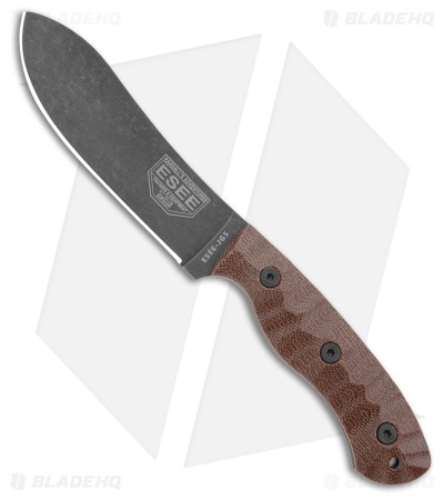 ESEE James Gibson JG5 Fixed Blade Knife Brown Burlap Micarta (5" Black SW)