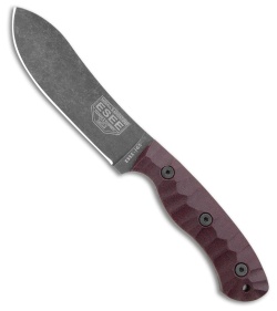 ESEE James Gibson JG5 Fixed Blade Knife Burgundy Linen Micarta (5" Black SW)