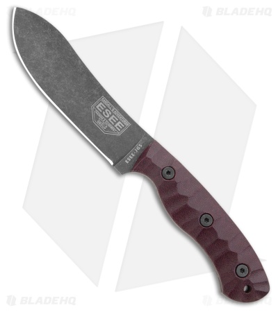 ESEE James Gibson JG5 Fixed Blade Knife Burgundy Linen Micarta (5" Black SW)
