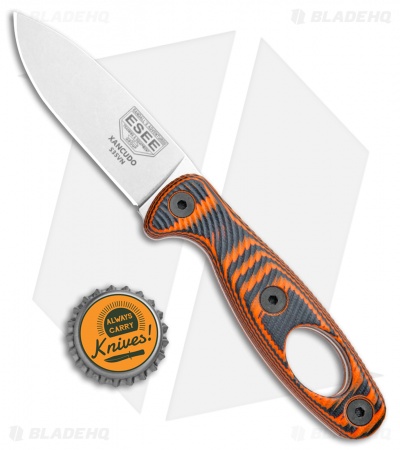 ESEE Knives Xancudo Fixed Blade Knife 3D Orange G-10 w/ Hole (3" SW S35VN)