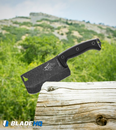 ESEE Knives Expat Cleaver Fixed Blade Knife Black G-10 (Black SW) CL-1 