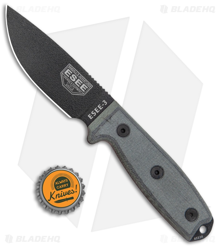 ESEE Knives ESEE-3PM Modified Knife Coyote Sheath w/ Clip Plate (3.88" Black)
