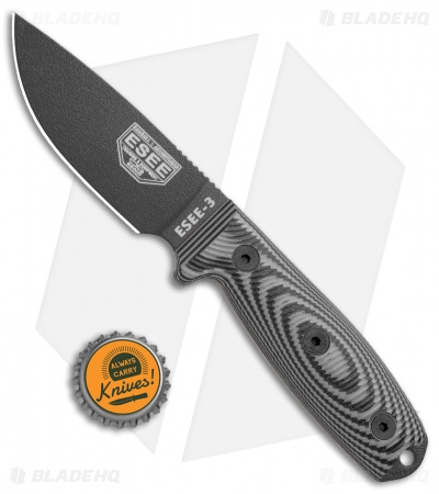 ESEE Knives ESEE-3PMB-002 Fixed Blade Knife Gray/Black G-10 (3.88" Black)