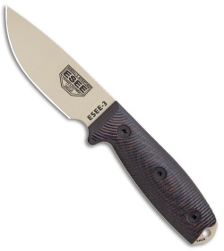 ESEE Knives ESEE-3PMDT-004 Fixed Blade Knife Red/Black G-10 (3.88" Tan)