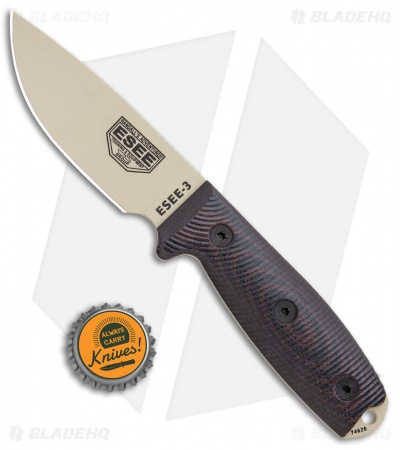 ESEE Knives ESEE-3PMDT-004 Fixed Blade Knife Red/Black G-10 (3.88" Tan)