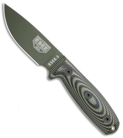 ESEE Knives ESEE-3 Fixed Blade Knife OD Green/Black G-10 (3.9" OD Green)