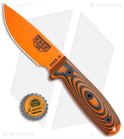 ESEE Knives ESEE-3PMOR-006 Fixed Blade Knife Orange/Black G-10 (3.9" Orange)