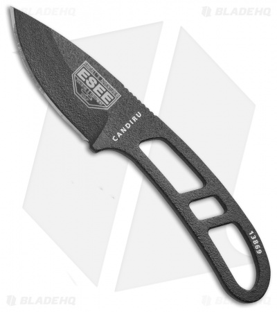 ESEE Candiru Fixed Blade Neck Knife w/ Kit Extras (2" Black)