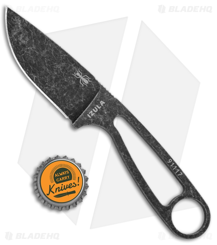 ESEE Izula Black Oxide Survival Fixed Blade Neck Knife w/sheath (2.9" Black)