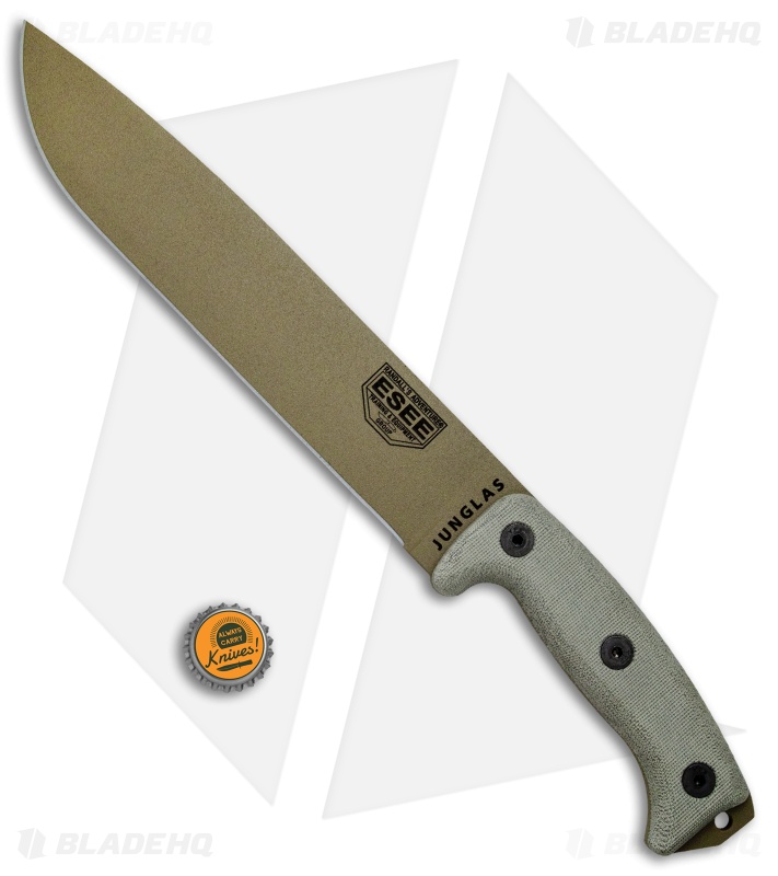 ESEE Junglas Survival Fixed Blade Knife + Sheath (10.5" Dark Earth)