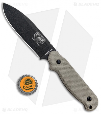 ESEE Laser Strike Knife Fixed Survival Blade w/ Fire Starter (5" Black) LS-P