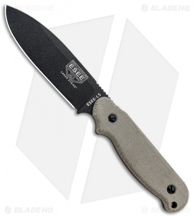 ESEE Laser Strike Knife Fixed Survival Blade w/ Fire Starter (5" Black) LS-P