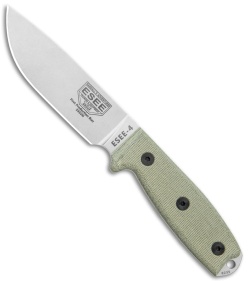 ESEE Knives ESEE-4 Fixed Blade Knife Gray Micarta (4.5&quot; Stonewash S35VN) | 129569