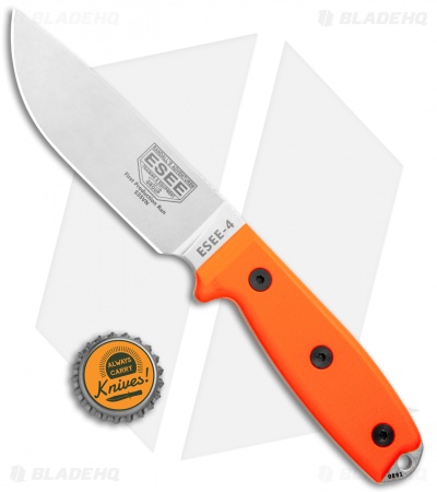 ESEE Knives ESEE-4 Fixed Blade Knife Orange G-10 (4.5" Stonewash S35VN)