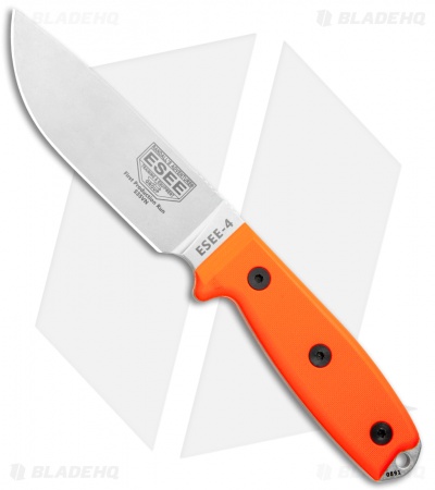 ESEE Knives ESEE-4 Fixed Blade Knife Orange G-10 (4.5" Stonewash S35VN)