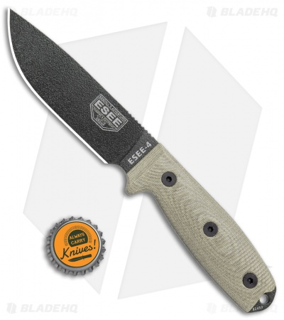 ESEE Knives ESEE-4PB-017 Fixed Blade Knife Natural 3D Micarta (4.5" OD Green)