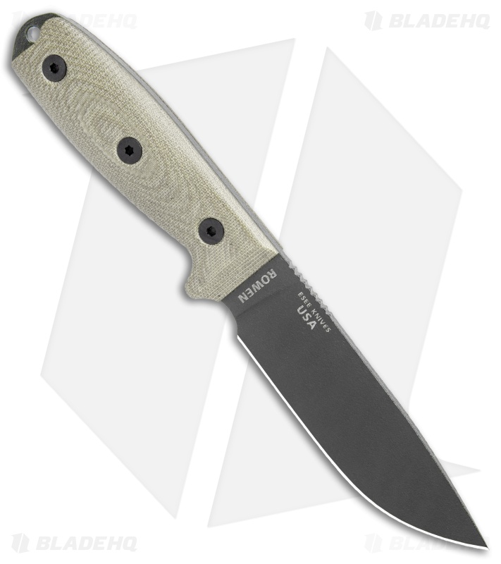 ESEE Knives ESEE-4PB-017 Fixed Blade Knife Natural 3D Micarta (4.5" OD Green)