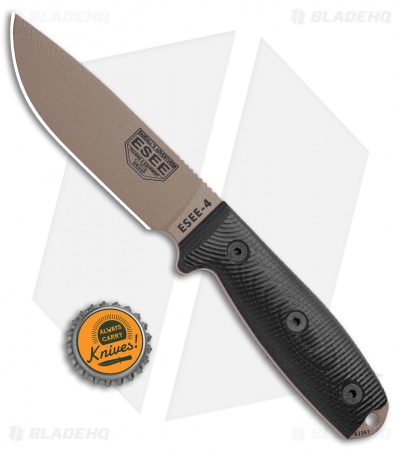 ESEE Knives ESEE-4PDE-001 Fixed Blade Knife Black 3D G-10 (4.5" Dark Earth)