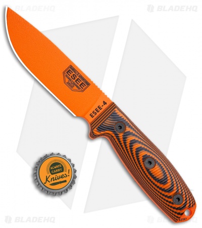 ESEE Knives ESEE-4POR-006 Fixed Blade Knife Orange / Black 3D G-10 (4.5" Orange)