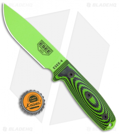 ESEE Knives ESEE-4PVG-007 Fixed Blade Knife Green / Black 3D G-10 (4.5" Green)