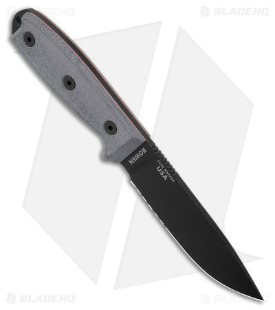 ESEE Knives ESEE-4S Fixed Blade Knife (4.5" Black Serr)