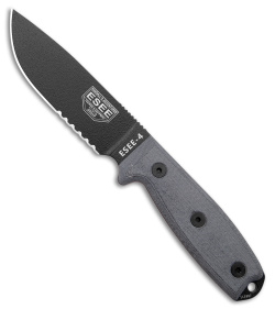 ESEE Knives ESEE-4S Fixed Blade Knife (4.5" Black Serr)