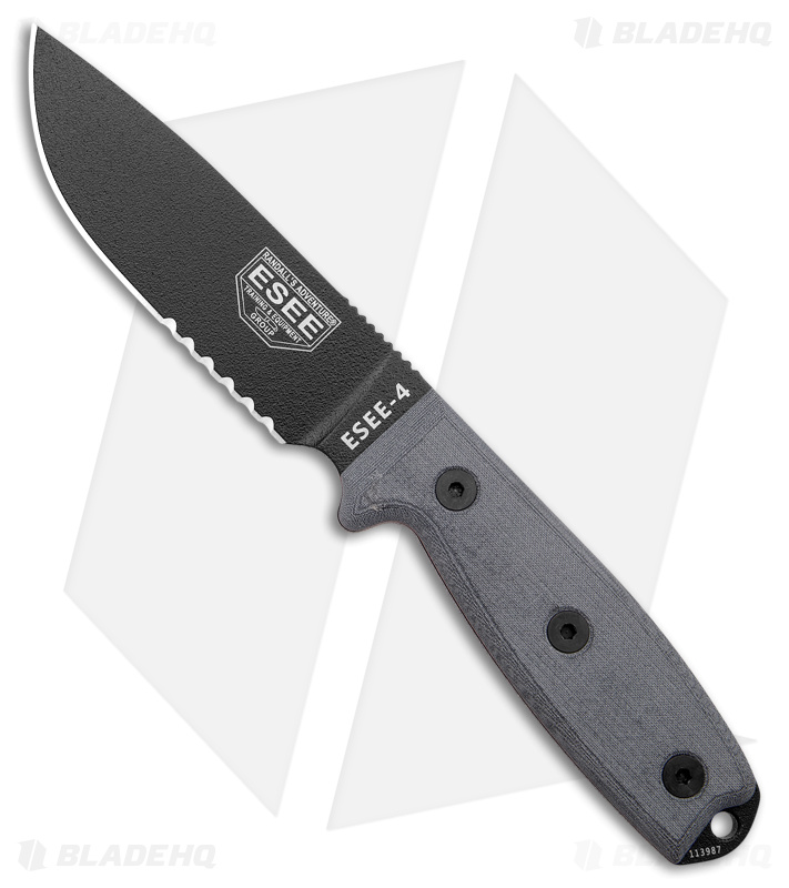 ESEE Knives ESEE-4S-KO Knife (4.5" Black Serr) *No Sheathing*