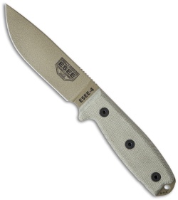 ESEE Knives ESEE-4P-MB-DE Fixed Blade Knife + MOLLE Back (4.5" Dark Earth)