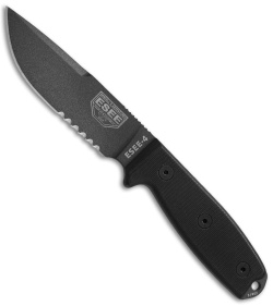 ESEE Knives ESEE-4S-CP-TG-B Clip Point Knife Black G-10 (4.5" Gray Serr)