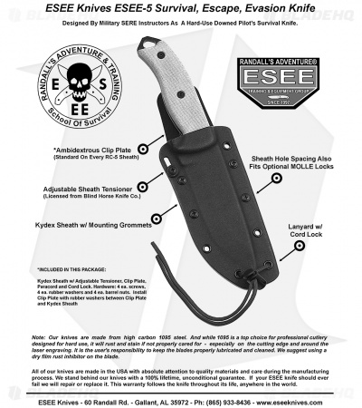 ESEE Knives ESEE-5S-TG Fixed Blade Knife (5.25" Gray Serr)