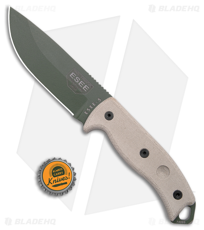 ESEE Knives ESEE-5P-KO-OD Fixed Blade Knife (5.25" OD Green) *No Sheathing*