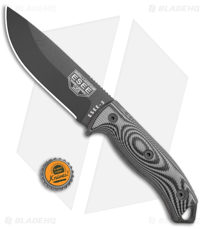 ESEE Knives ESEE-5PB-002 Fixed Blade Knife Gray/Black 3D G-10 (5.25" Black)