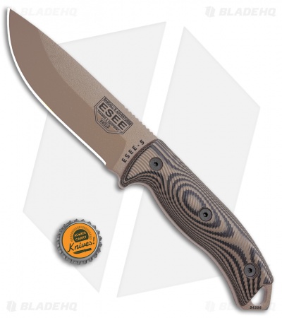 ESEE Knives ESEE-5PDE-005 Fixed Blade Knife Coyote/Black 3D G-10 (5.25" Tan)