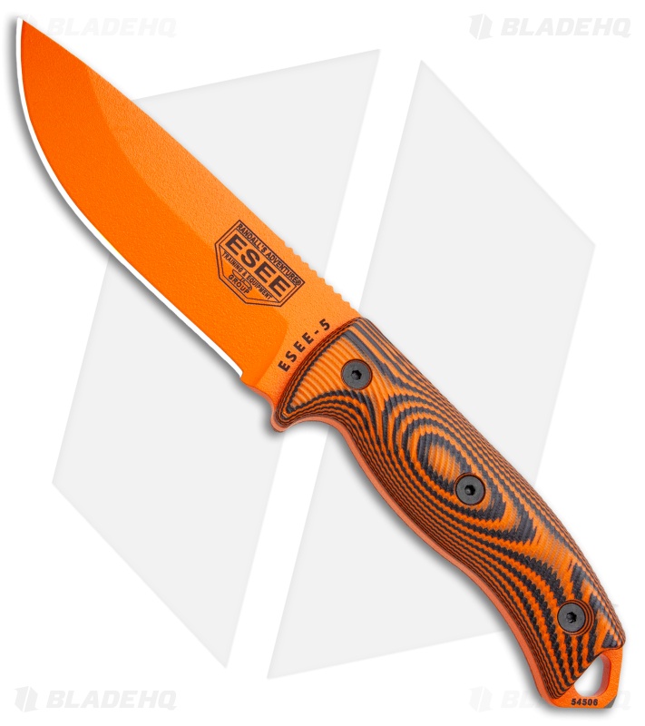 ESEE Knives ESEE-5POR-006 Fixed Blade Knife Orange/Black 3D G-10 (5.25" Orange)