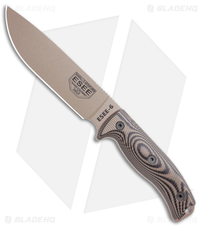 ESEE Knives ESEE-6PDT-005 Fixed Blade Knife Coyote/Black 3D G-10 (6.5" Tan)