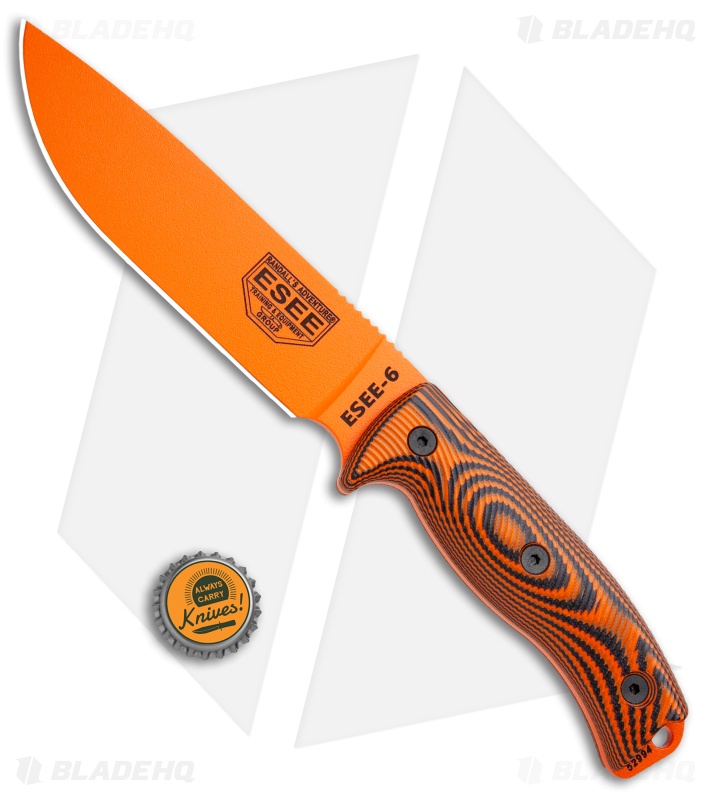 ESEE Knives ESEE-6POR-006 Fixed Blade Knife Orange/Black 3D G-10 (6.5" Orange)