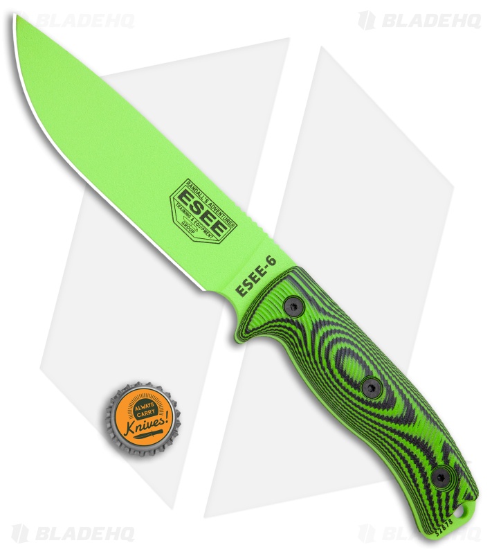 ESEE Knives ESEE-6PVG-007 Fixed Blade Knife Green/Black 3D G-10 (6.5" Green)