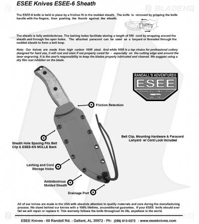 ESEE Knives ESEE-6S-TG Knife Micarta (6.5" Gray Serr)