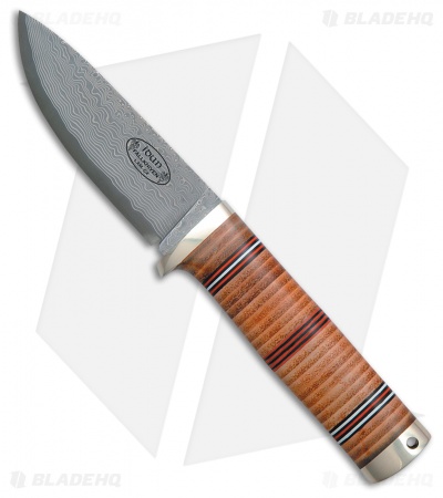 Fallkniven No. 5 Idun Fixed Blade Knife Stacked Leather (4" Cowry X Damascus) 